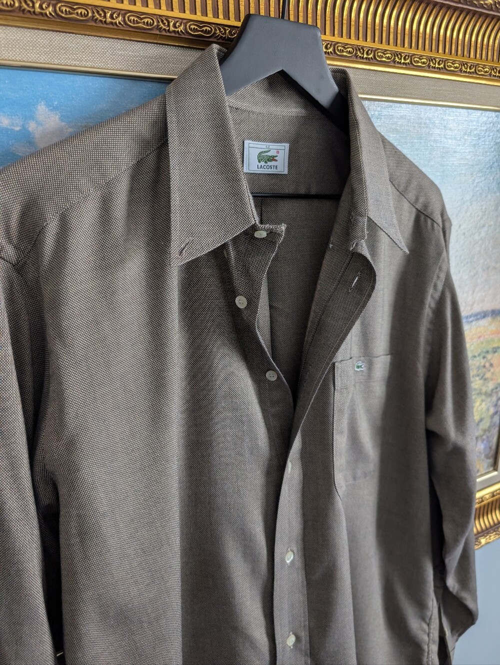 Lacoste Brown Textured Sports Shirt 42